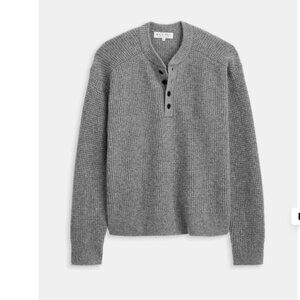 Outerknown Men's Merino Wool & Cashmere Waffle Knit Henley Sweater Grey Size XXL